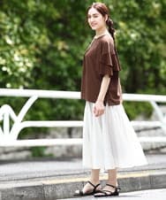 OLHIV19099 eur3(エウルキューブ) 【大きいサイズ/a.v.v×eur3】シアーシャイニースカート アイボリー(80)