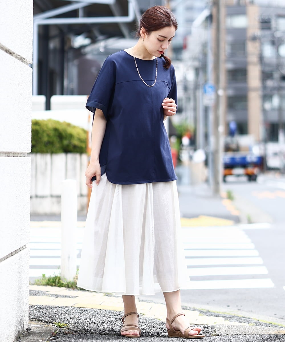 OLHIV19099 eur3(エウルキューブ) 【大きいサイズ/a.v.v×eur3】シアーシャイニースカート アイボリー(80)