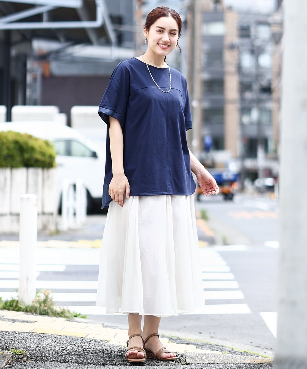 OLHIV19099 eur3(エウルキューブ) 【大きいサイズ/a.v.v×eur3】シアーシャイニースカート アイボリー(80)