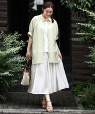 OLHIV19099 eur3(エウルキューブ) 【大きいサイズ/a.v.v×eur3】シアーシャイニースカート アイボリー(80)