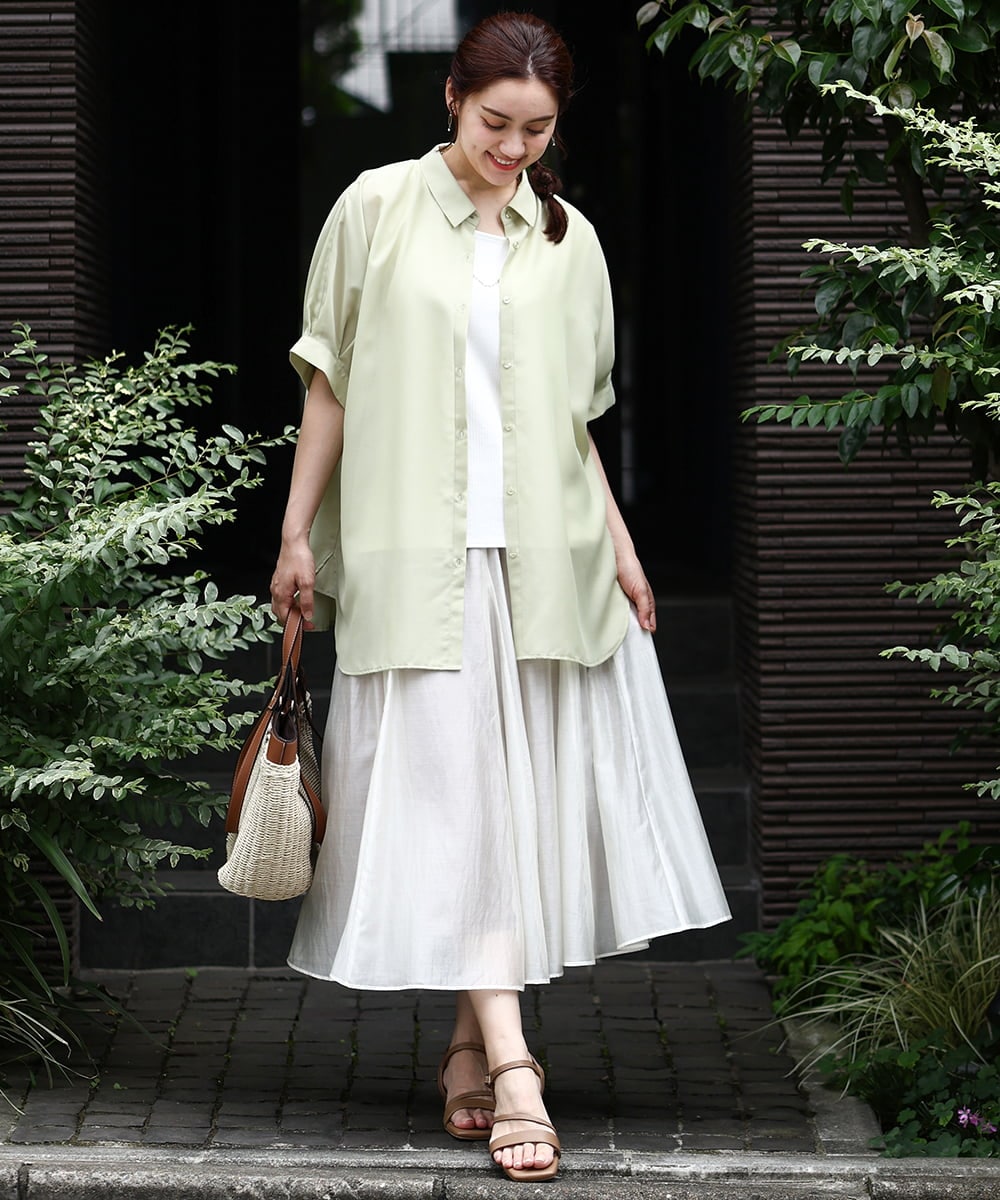 OLHIV19099 eur3(エウルキューブ) 【大きいサイズ/a.v.v×eur3】シアーシャイニースカート アイボリー(80)