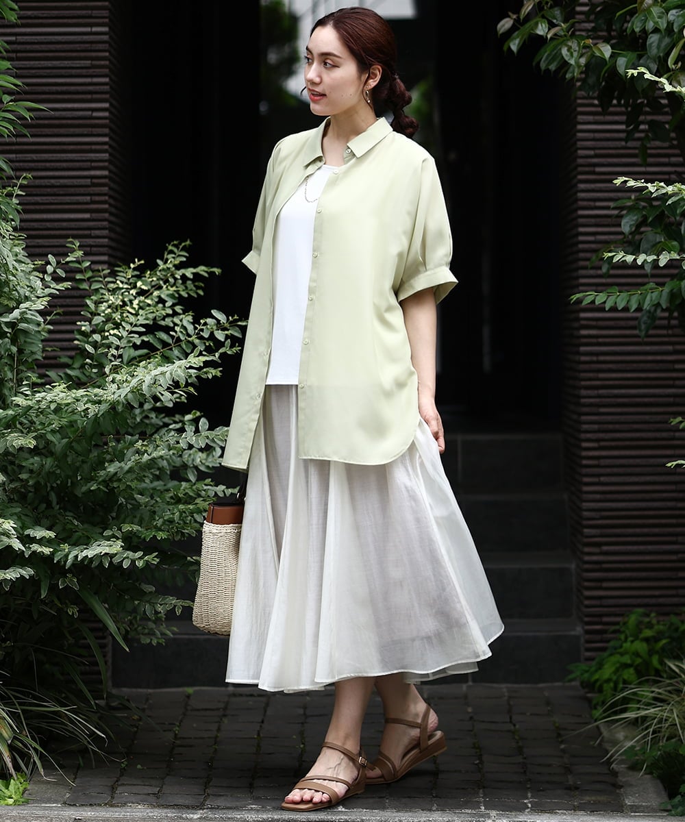 OLHIV19099 eur3(エウルキューブ) 【大きいサイズ/a.v.v×eur3】シアーシャイニースカート アイボリー(80)