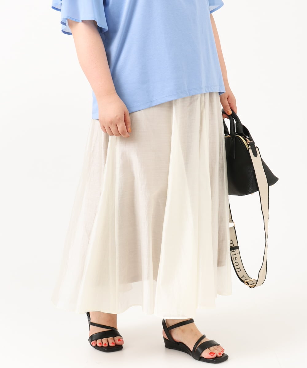 OLHIV19099 eur3(エウルキューブ) 【大きいサイズ/a.v.v×eur3】シアーシャイニースカート アイボリー(80)