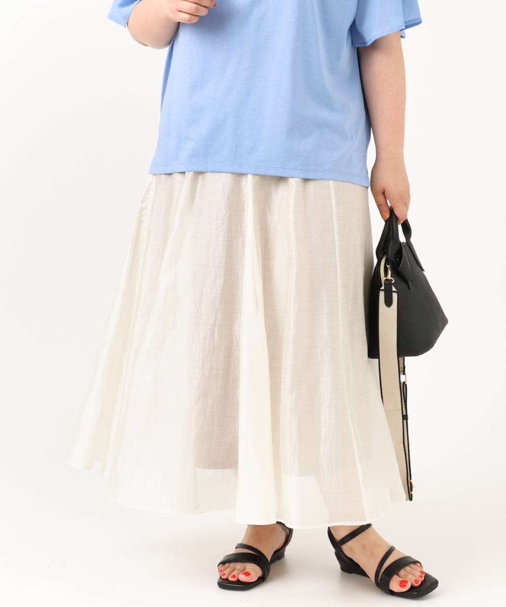 OLHIV19099 eur3(エウルキューブ) 【大きいサイズ/a.v.v×eur3】シアーシャイニースカート アイボリー(80)