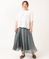 OLHIV19099 eur3(エウルキューブ) 【大きいサイズ/a.v.v×eur3】シアーシャイニースカート ライトグレー(91)