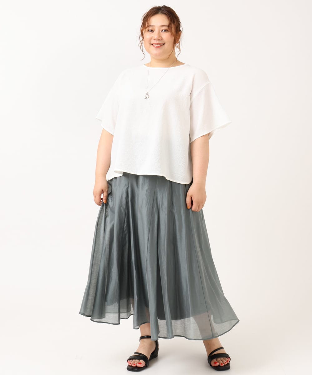 OLHIV19099 eur3(エウルキューブ) 【大きいサイズ/a.v.v×eur3】シアーシャイニースカート ライトグレー(91)