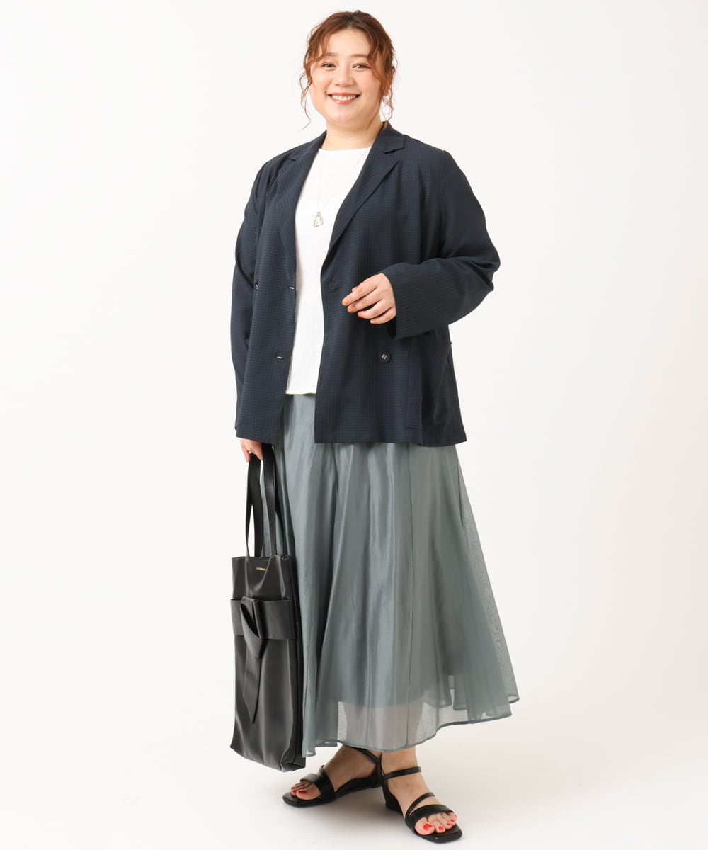 OLHIV19099 eur3(エウルキューブ) 【大きいサイズ/a.v.v×eur3】シアーシャイニースカート ライトグレー(91)