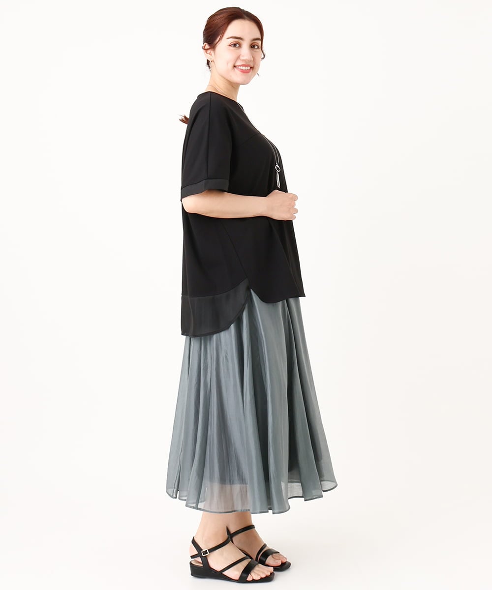 OLHIV19099 eur3(エウルキューブ) 【大きいサイズ/a.v.v×eur3】シアーシャイニースカート ライトグレー(91)