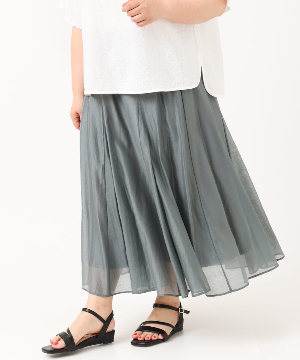OLHIV19099 eur3(エウルキューブ) 【大きいサイズ/a.v.v×eur3】シアーシャイニースカート ライトグレー(91)