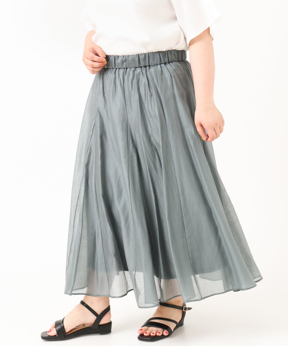 OLHIV19099 eur3(エウルキューブ) 【大きいサイズ/a.v.v×eur3】シアーシャイニースカート ライトグレー(91)