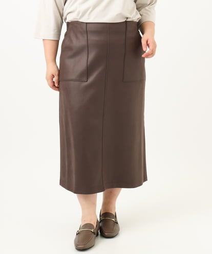 OLHJA01119 eur3 【大きいサイズ】フェイクレザータイトスカート