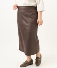 OLHJA01119 eur3(エウルキューブ) 【大きいサイズ】フェイクレザータイトスカート ダークブラウン(87)