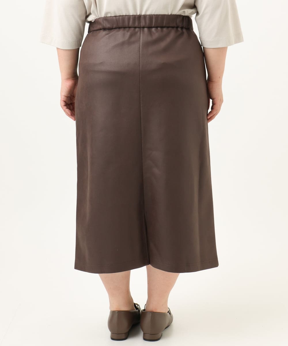 OLHJA01119 eur3(エウルキューブ) 【大きいサイズ】フェイクレザータイトスカート ダークブラウン(87)