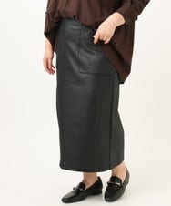 OLHJA01119 eur3(エウルキューブ) 【大きいサイズ】フェイクレザータイトスカート ブラック(94)