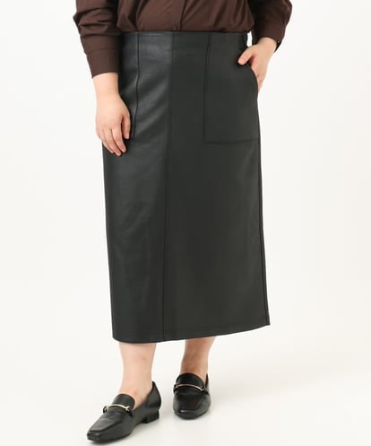 OLHJA01119 eur3 【大きいサイズ】フェイクレザータイトスカート