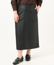 OLHJA01119 eur3(エウルキューブ) 【大きいサイズ】フェイクレザータイトスカート ブラック(94)