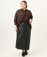 OLHJA01119 eur3(エウルキューブ) 【大きいサイズ】フェイクレザータイトスカート ブラック(94)
