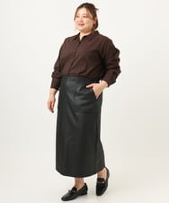 OLHJA01119 eur3(エウルキューブ) 【大きいサイズ】フェイクレザータイトスカート ブラック(94)