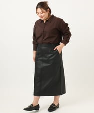 OLHJA01119 eur3(エウルキューブ) 【大きいサイズ】フェイクレザータイトスカート ブラック(94)