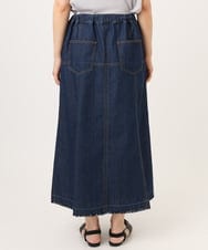 OLHJD03119 eur3(エウルキューブ) 【WEB先行販売】【大きいサイズ/洗える】パネル切り替えデニムスカート ネイビー
