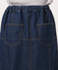 OLHJD03119 eur3(エウルキューブ) 【WEB先行販売】【大きいサイズ/洗える】パネル切り替えデニムスカート ネイビー