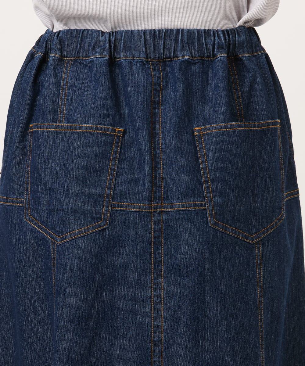 OLHJD03119 eur3(エウルキューブ) 【WEB先行販売】【大きいサイズ/洗える】パネル切り替えデニムスカート ネイビー