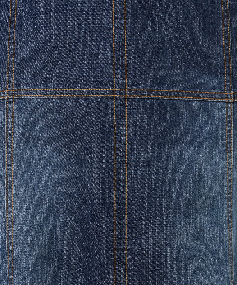 OLHJD03119 eur3(エウルキューブ) 【WEB先行販売】【大きいサイズ/洗える】パネル切り替えデニムスカート ネイビー