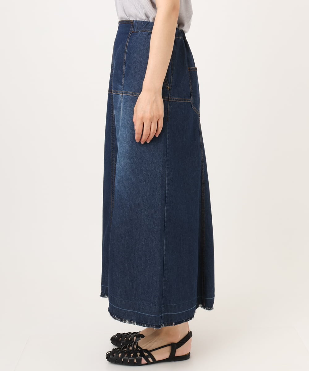 OLHJD03119 eur3(エウルキューブ) 【WEB先行販売】【大きいサイズ/洗える】パネル切り替えデニムスカート ネイビー