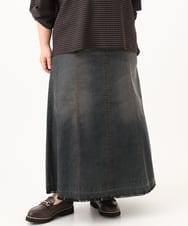 OLHJD03119 eur3(エウルキューブ) 【WEB先行販売】【大きいサイズ/洗える】パネル切り替えデニムスカート ブラック