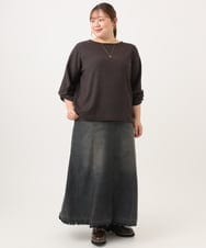 OLHJD03119 eur3(エウルキューブ) 【WEB先行販売】【大きいサイズ/洗える】パネル切り替えデニムスカート ブラック