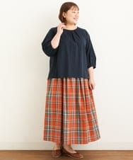 OLHJP02110 eur3(エウルキューブ) 【大きいサイズ/11号サイズあり】マドラスチェックスカート オレンジ(15)