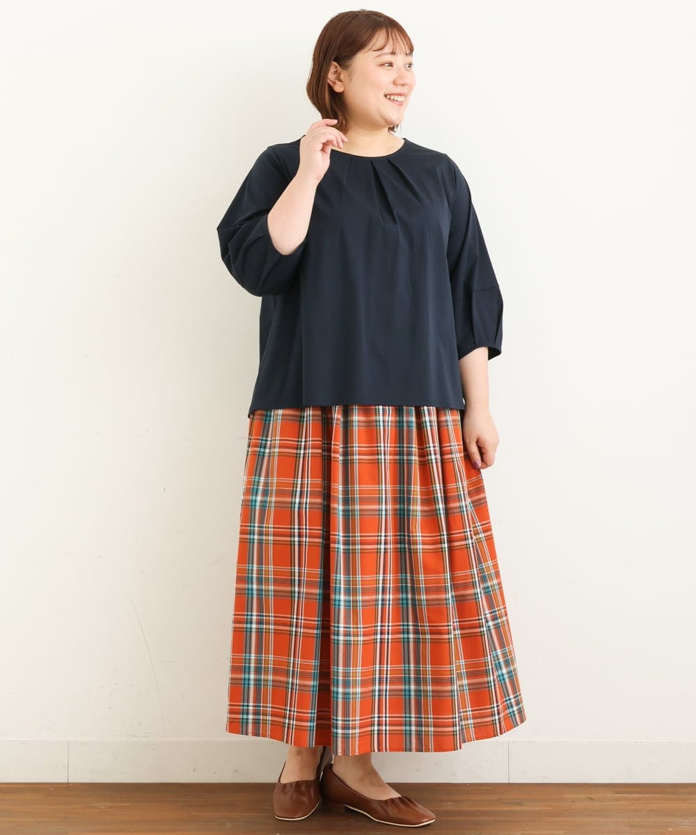 OLHJP02110 eur3(エウルキューブ) 【大きいサイズ/11号サイズあり】マドラスチェックスカート オレンジ(15)