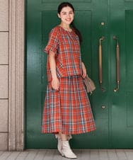 OLHJP02110 eur3(エウルキューブ) 【大きいサイズ/11号サイズあり】マドラスチェックスカート オレンジ(15)