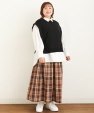 OLHJP02110 eur3(エウルキューブ) 【大きいサイズ/11号サイズあり】マドラスチェックスカート ブラウン(87)
