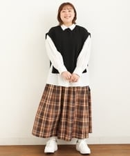 OLHJP02110 eur3(エウルキューブ) 【大きいサイズ/11号サイズあり】マドラスチェックスカート ブラウン(87)