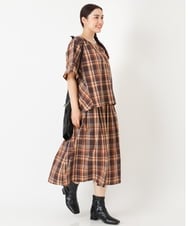 OLHJP02110 eur3(エウルキューブ) 【大きいサイズ/11号サイズあり】マドラスチェックスカート ブラウン(87)