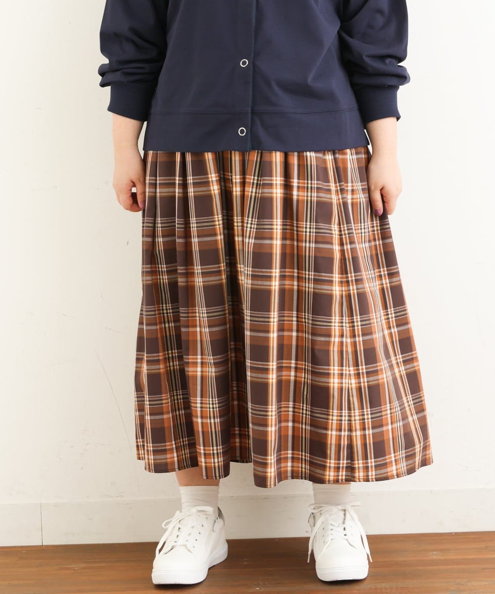 OLHJP02110 eur3(エウルキューブ) 【大きいサイズ/11号サイズあり】マドラスチェックスカート ブラウン(87)