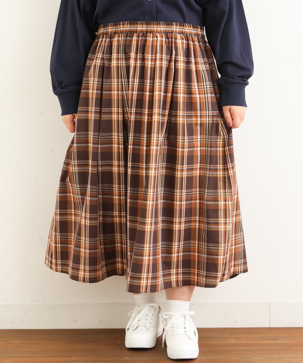 OLHJP02110 eur3(エウルキューブ) 【大きいサイズ/11号サイズあり】マドラスチェックスカート ブラウン(87)