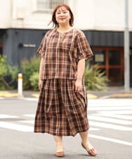OLHJP02110 eur3(エウルキューブ) 【大きいサイズ/11号サイズあり】マドラスチェックスカート ブラウン(87)