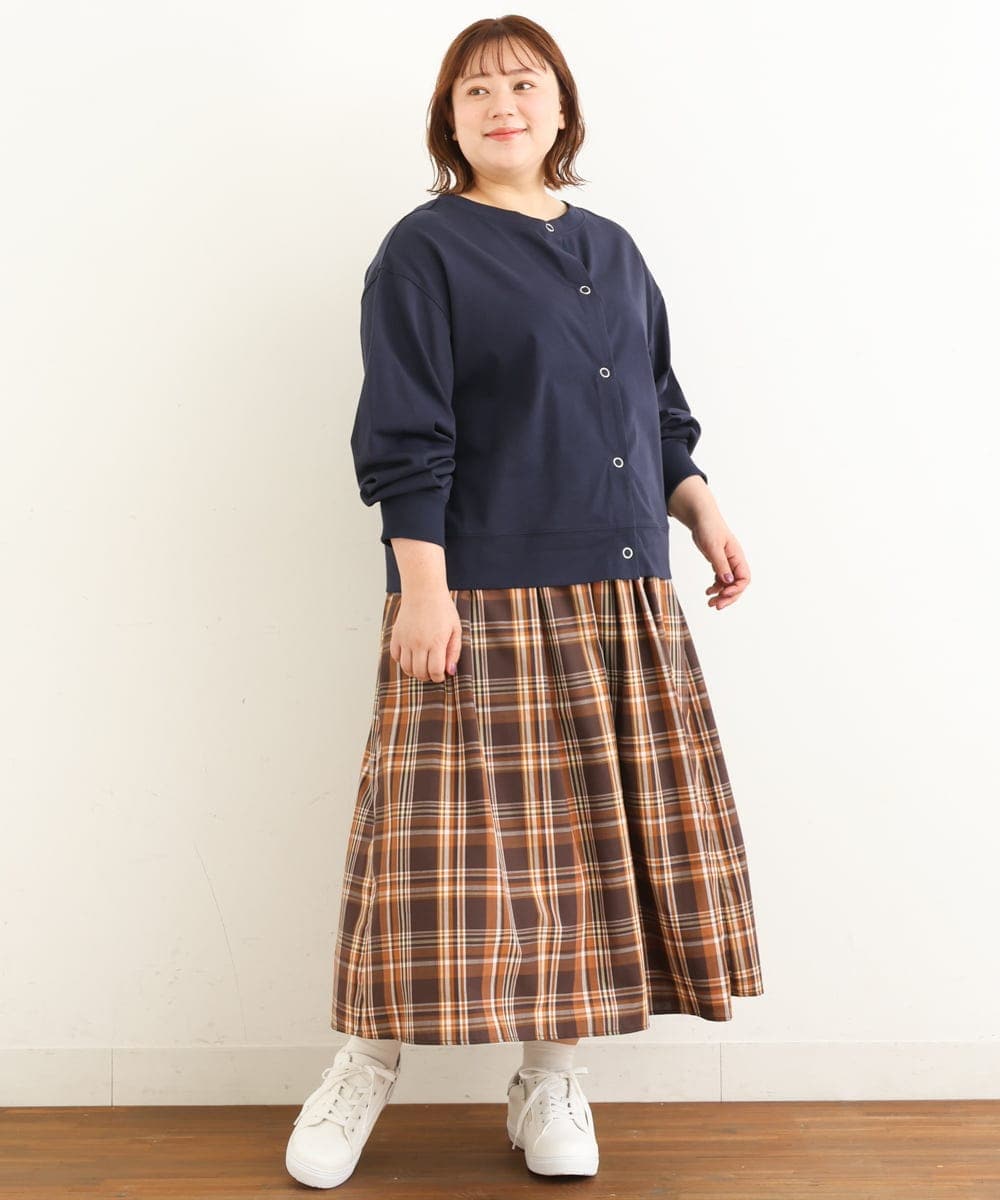 OLHJP02110 eur3(エウルキューブ) 【大きいサイズ/11号サイズあり】マドラスチェックスカート ブラウン(87)