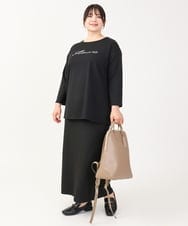 OLHJV08089 eur3(エウルキューブ) 【大きいサイズ】リブカットタイトスカート ブラック(94)