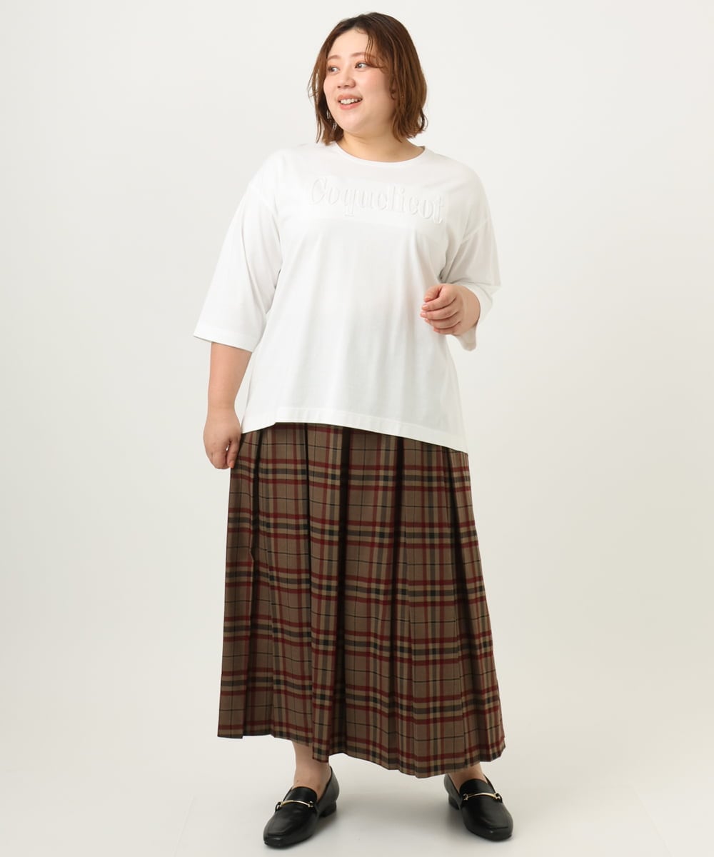 OLHKA02129 eur3(エウルキューブ) 【WEB先行販売】【大きいサイズ】ワイドプリーツスカート モカ(84)