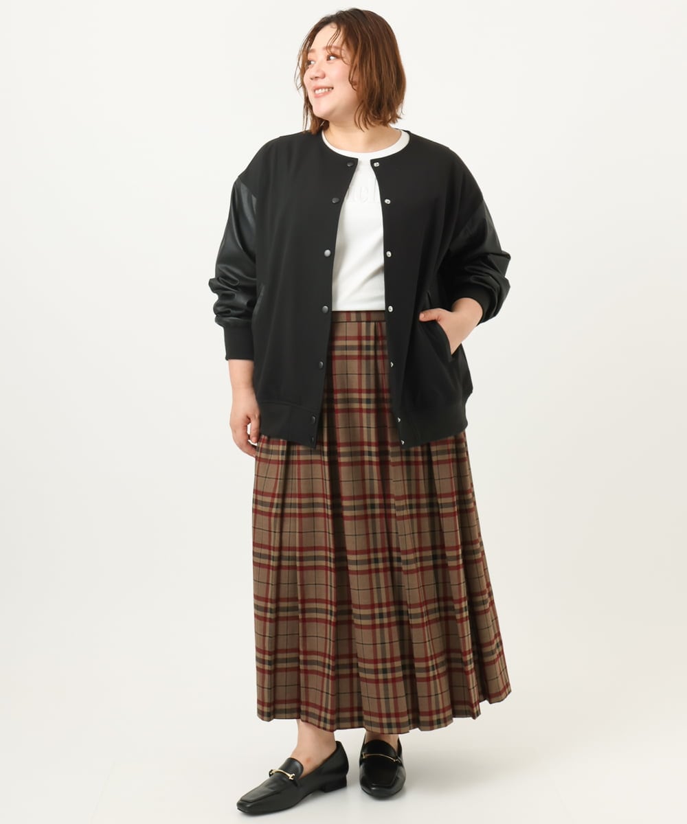 OLHKA02129 eur3(エウルキューブ) 【WEB先行販売】【大きいサイズ】ワイドプリーツスカート モカ(84)