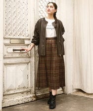 OLHKA02129 eur3(エウルキューブ) 【WEB先行販売】【大きいサイズ】ワイドプリーツスカート モカ(84)