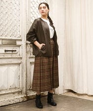 OLHKA02129 eur3(エウルキューブ) 【WEB先行販売】【大きいサイズ】ワイドプリーツスカート モカ(84)