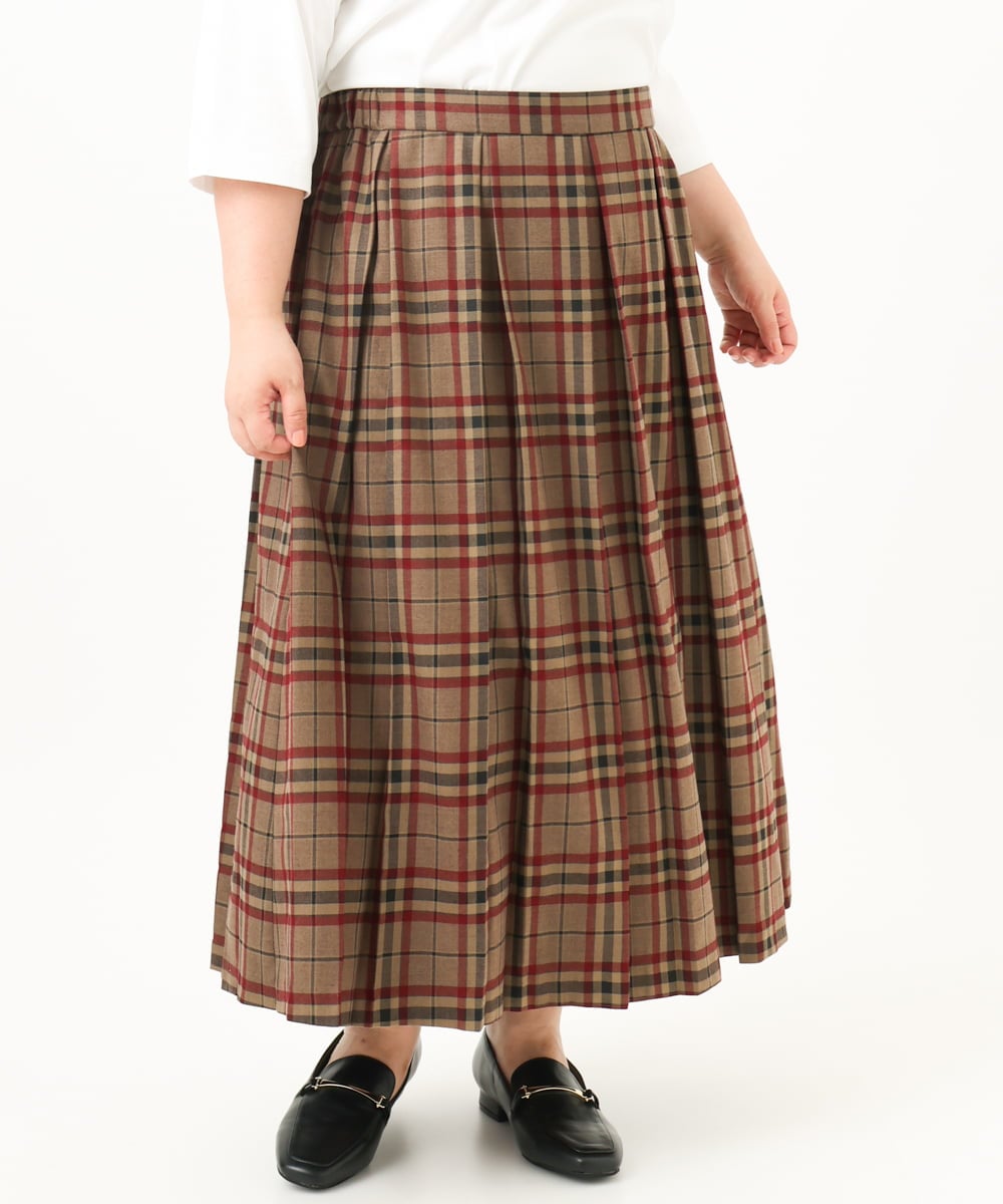 OLHKA02129 eur3(エウルキューブ) 【WEB先行販売】【大きいサイズ】ワイドプリーツスカート モカ(84)