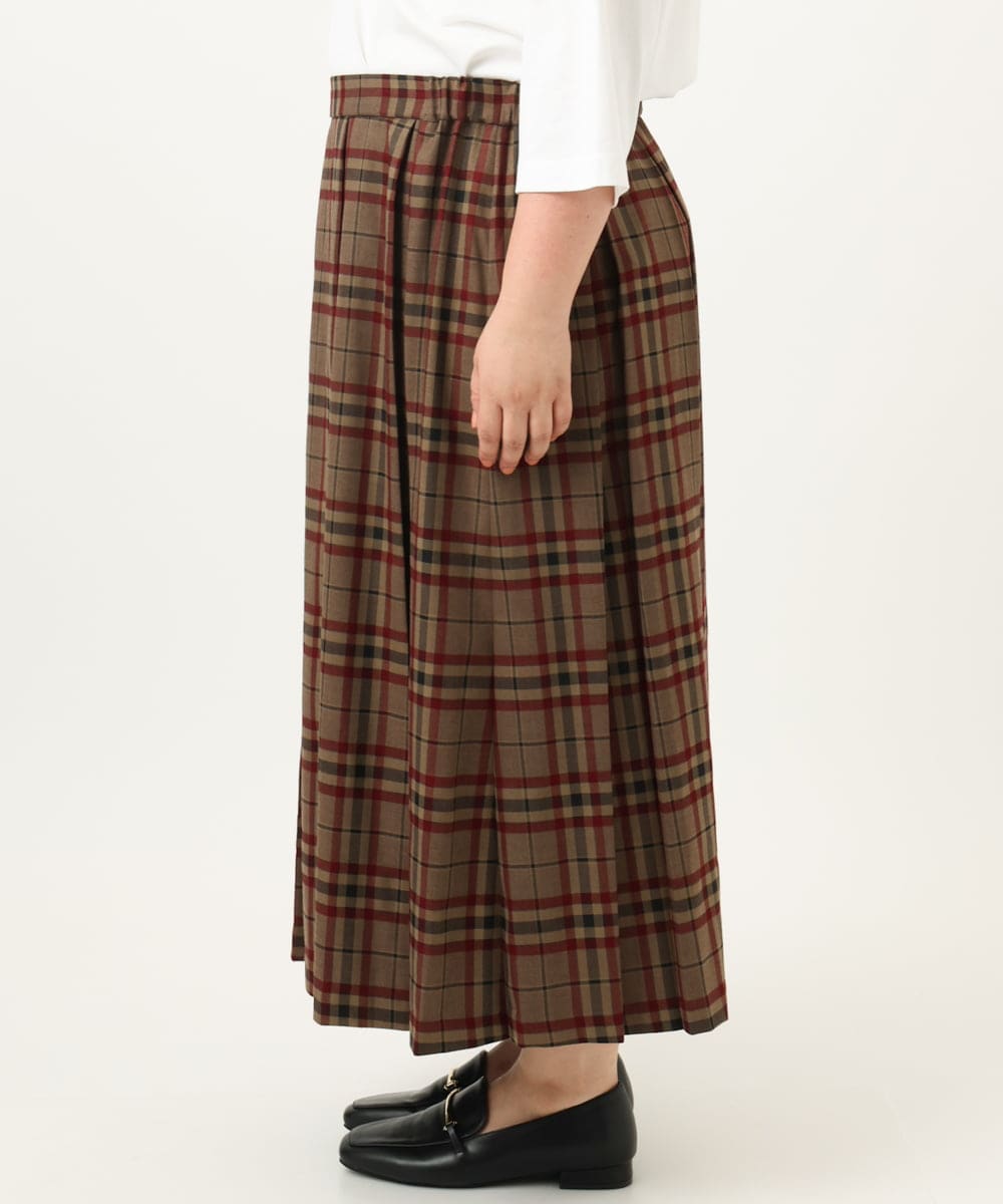 OLHKA02129 eur3(エウルキューブ) 【WEB先行販売】【大きいサイズ】ワイドプリーツスカート モカ(84)
