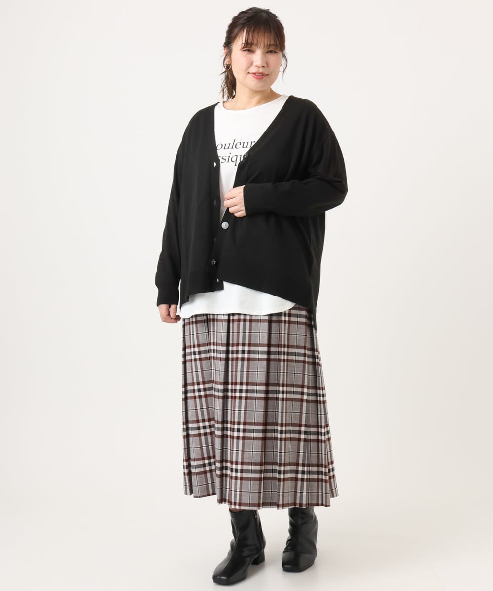 OLHKA02129 eur3(エウルキューブ) 【WEB先行販売】【大きいサイズ】ワイドプリーツスカート グレー(92)