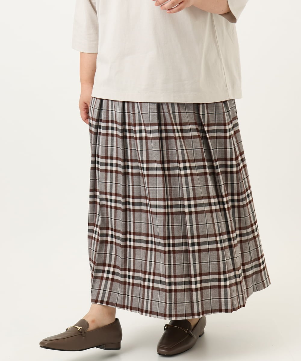 OLHKA02129 eur3(エウルキューブ) 【WEB先行販売】【大きいサイズ】ワイドプリーツスカート グレー(92)