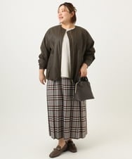 OLHKA02129 eur3(エウルキューブ) 【WEB先行販売】【大きいサイズ】ワイドプリーツスカート グレー(92)
